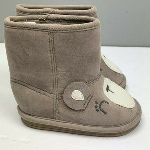 Gymboree Woodland Wonder Boots Microsuede Bear sz 4 Girls Tan Beige Animal NWOT